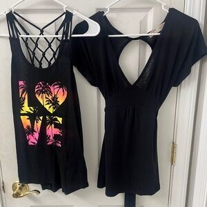 Summer Vibes Bundle: Graphic Tank & Babydoll Top - Juniors Size Medium